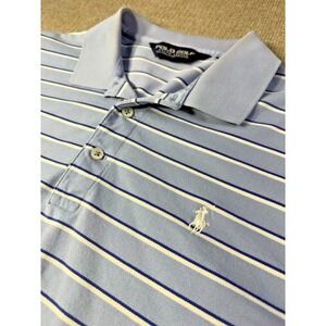 Men's Large Polo‎ Golf Ralph Lauren Classic Fit Light Blue Striped